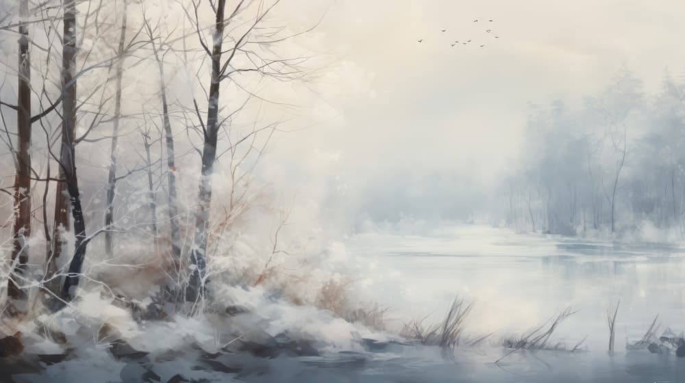 Misty Winter Lake by Bilge Paksoylu — canvas wall art