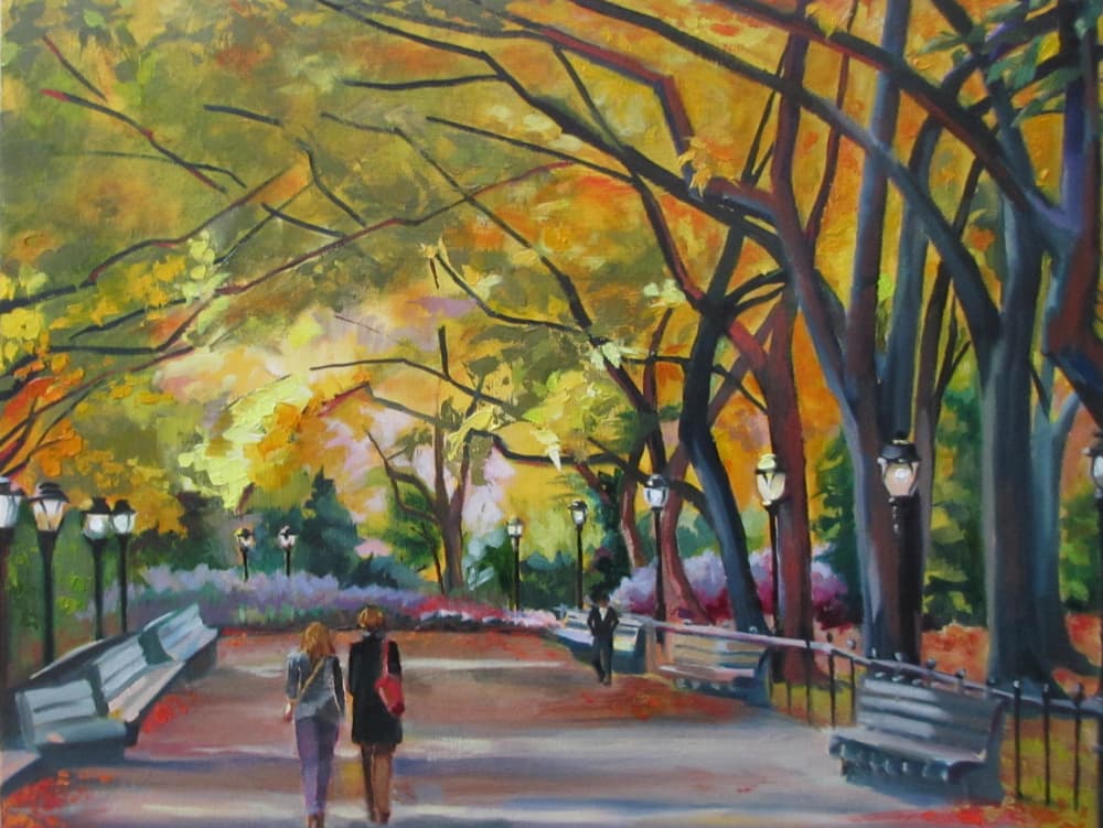 Autumn Park Walk by Maxine Shore — canvas wall art