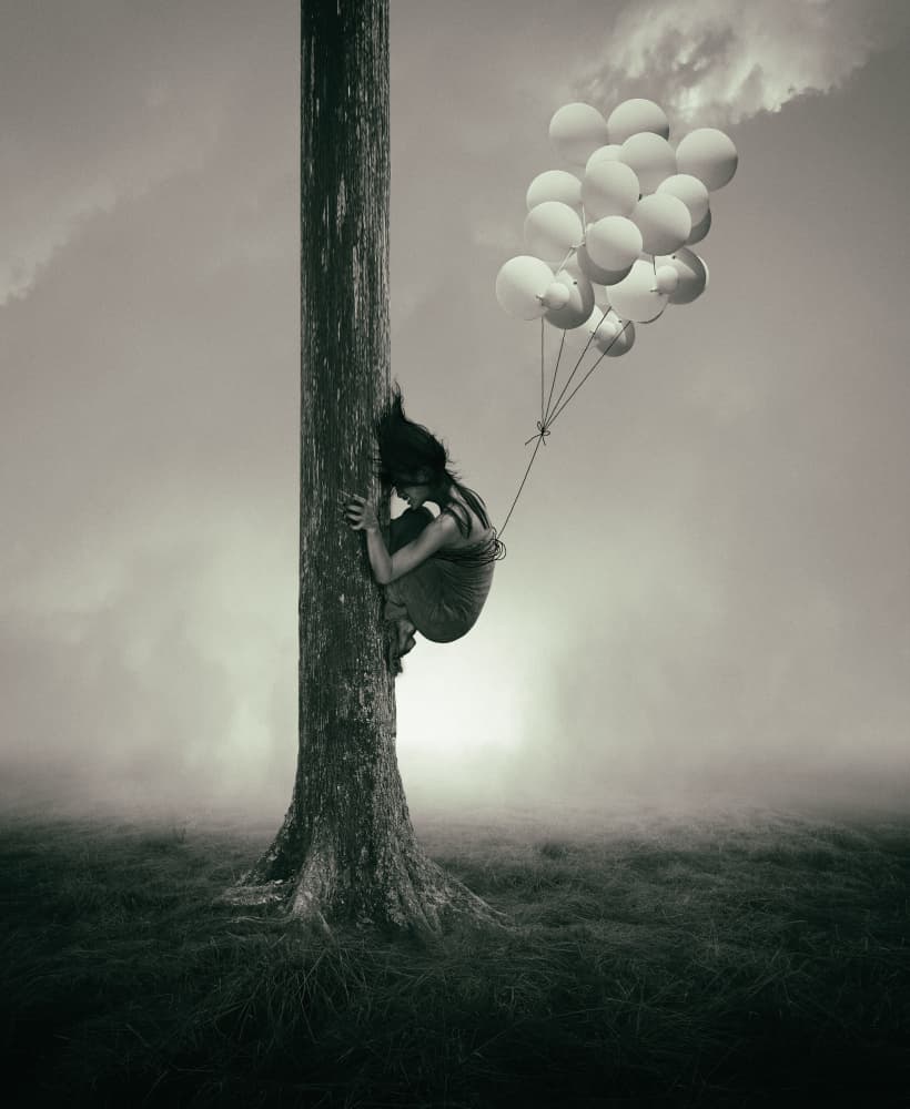Girl's Balloon Escape by Hari Sulistiawan — canvas wall art