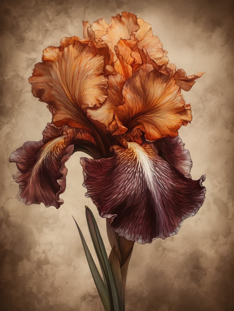 Rich Orange Purple Iris by Bilge Paksoylu — canvas wall art