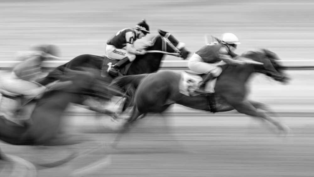 Racing Horses In Motion by Steven Zhou — canvas wall art