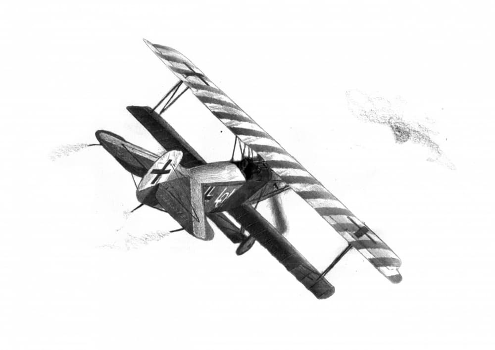 WWI Triplane Combat Drawing by Kulik — canvas wall art