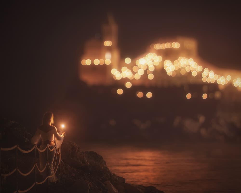Mysterious Woman City Lights by Paolo Lazzarotti — canvas wall art