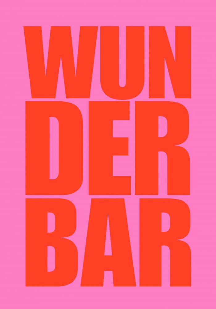 Wunderbar Pink Typography by Athene Fritsch — canvas wall art
