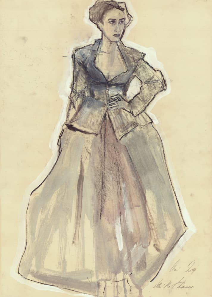Elegant Fashion Sketch by Ute Rathmann — canvas wall art