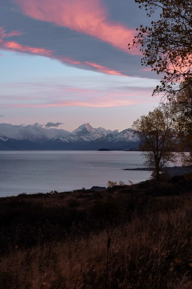 Pink Sunset Mountain Lake by Patrick Dessureault — canvas wall art
