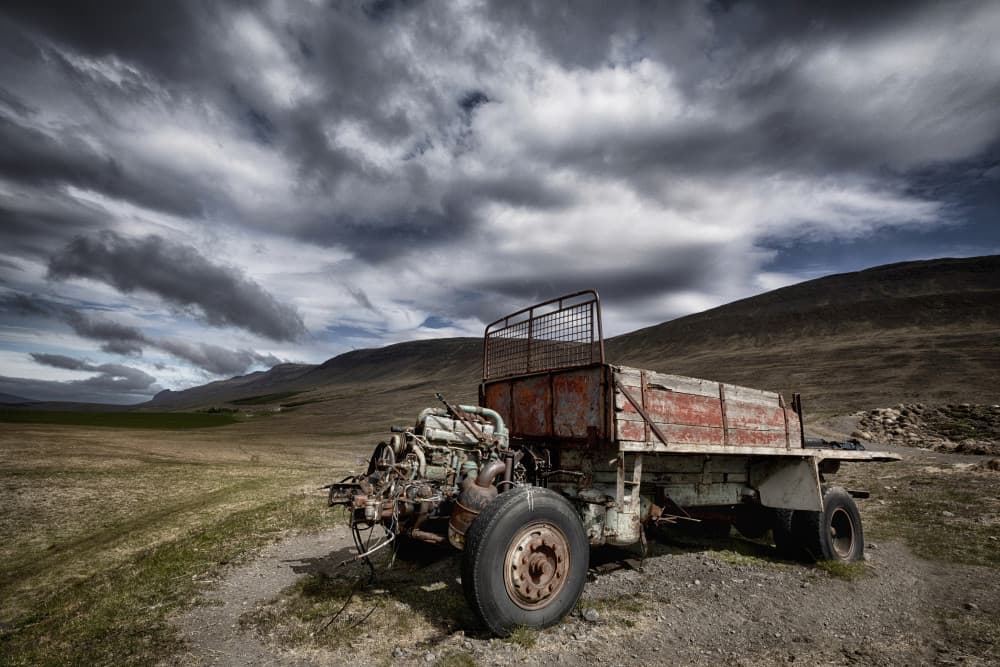 Forgotten Truck Dramatic Sky by Þorsteinn H. Ingibergsson — canvas wall art