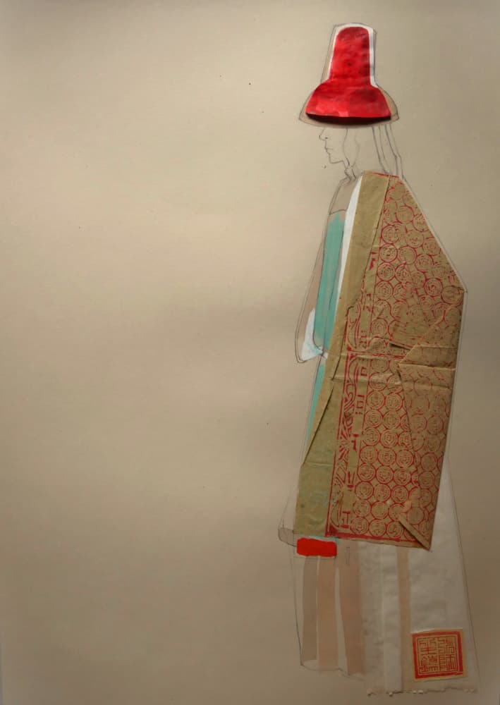 Elegant Red Hat Figure by Doris Schmitz — canvas wall art