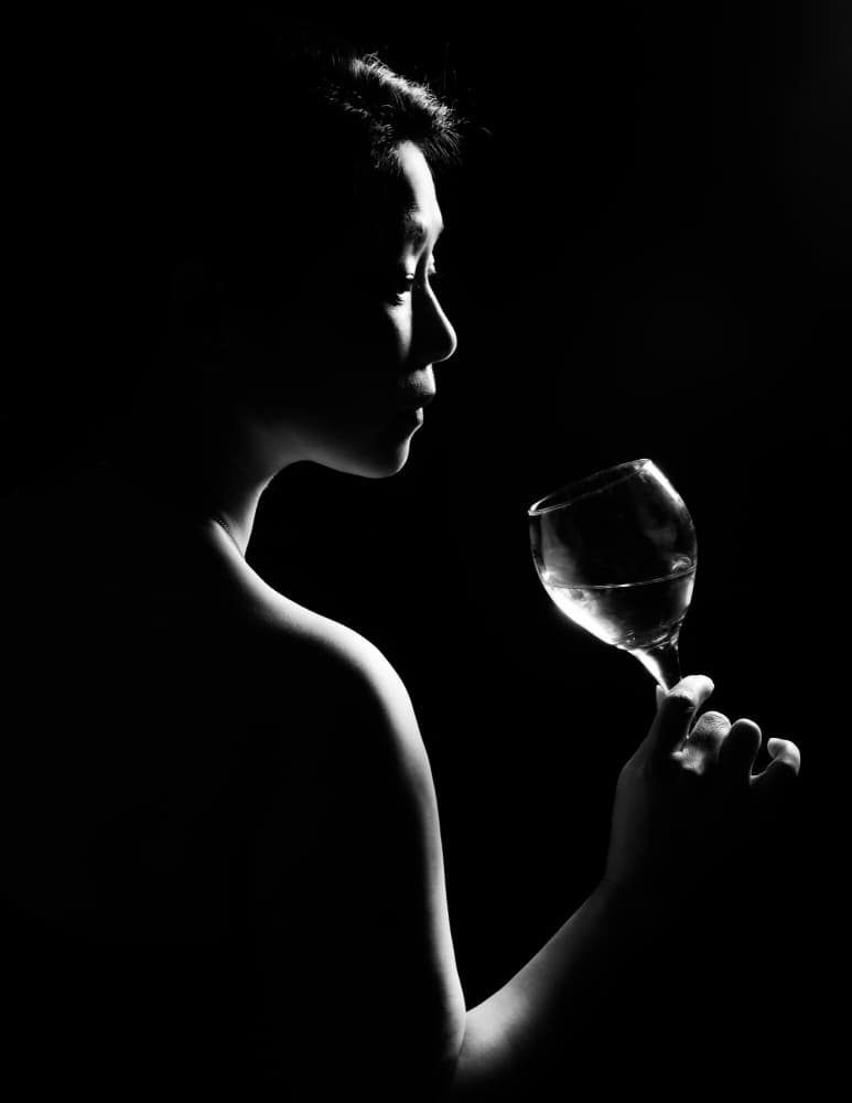 Elegant Profile with Glass by Jeff Wang — canvas wall art