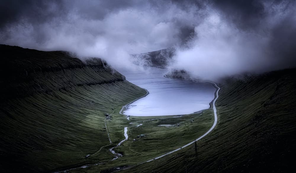 Misty Mountain Lake Valley by Kenneth-Wei Zeng — canvas wall art
