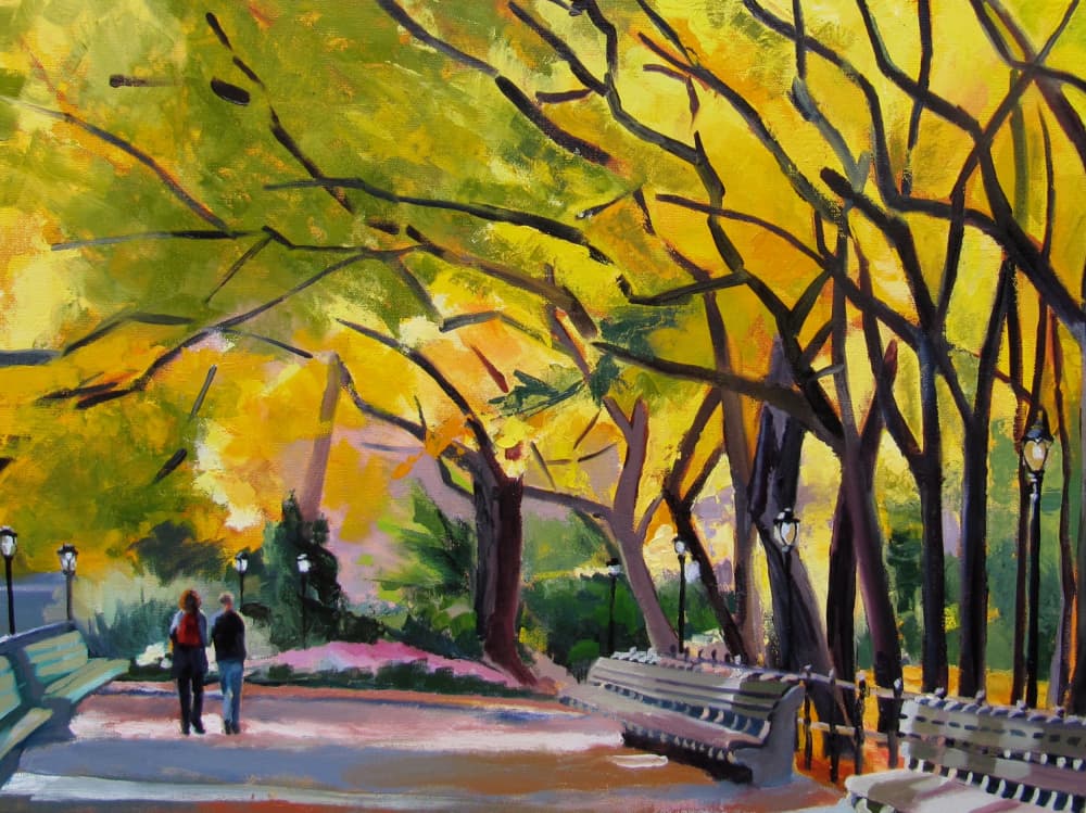 Golden Park Pathway by Maxine Shore — canvas wall art