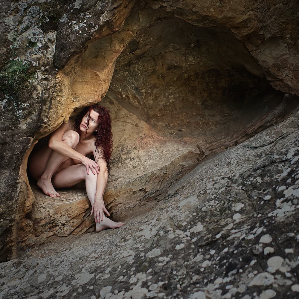 Nude Woman In Cave by michel genève — canvas wall art