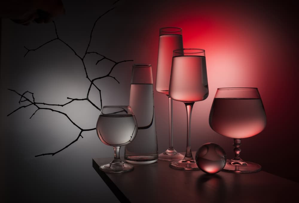 Red Glass Still Life by Evgeniy Popov — canvas wall art