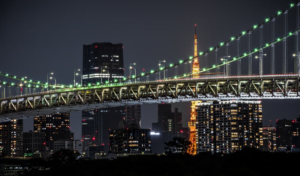 Tokyo Rainbow Bridge Night by Michiko Ôtomo — canvas wall art