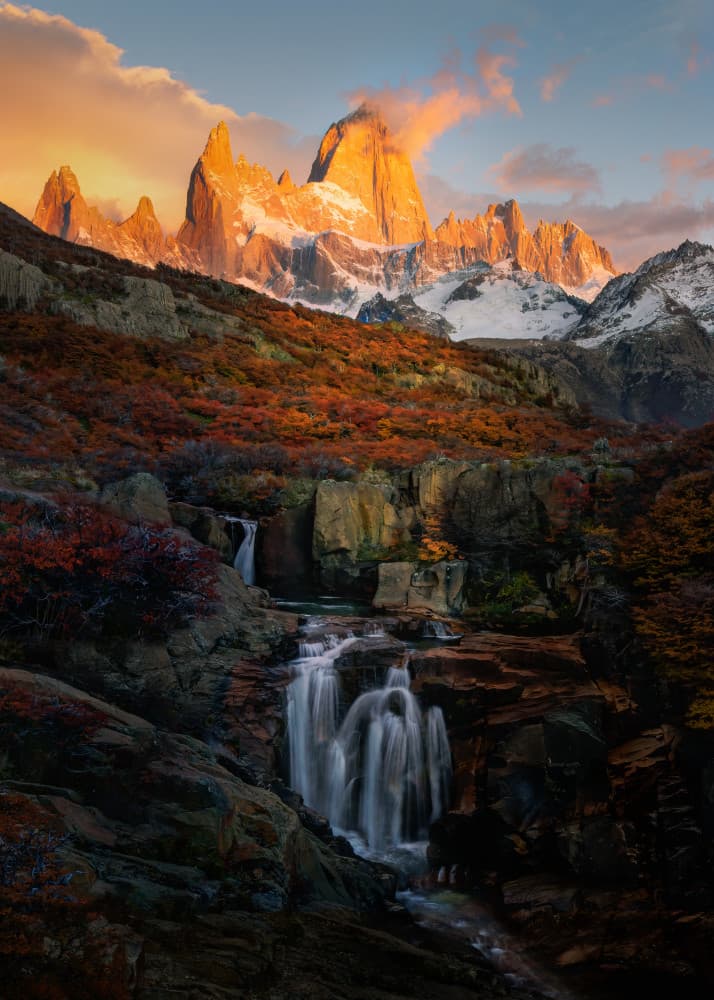 Golden Peaks Autumn Falls by Leah Xu — canvas wall art
