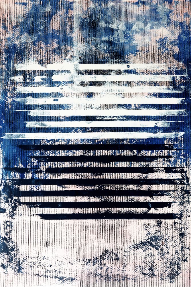 Distressed Indigo Stripes by Petr Strnad — canvas wall art