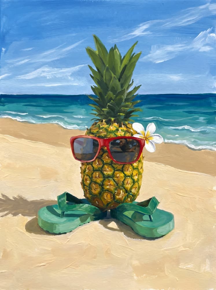 Tropical Pineapple Beach Day by HUGO — canvas wall art