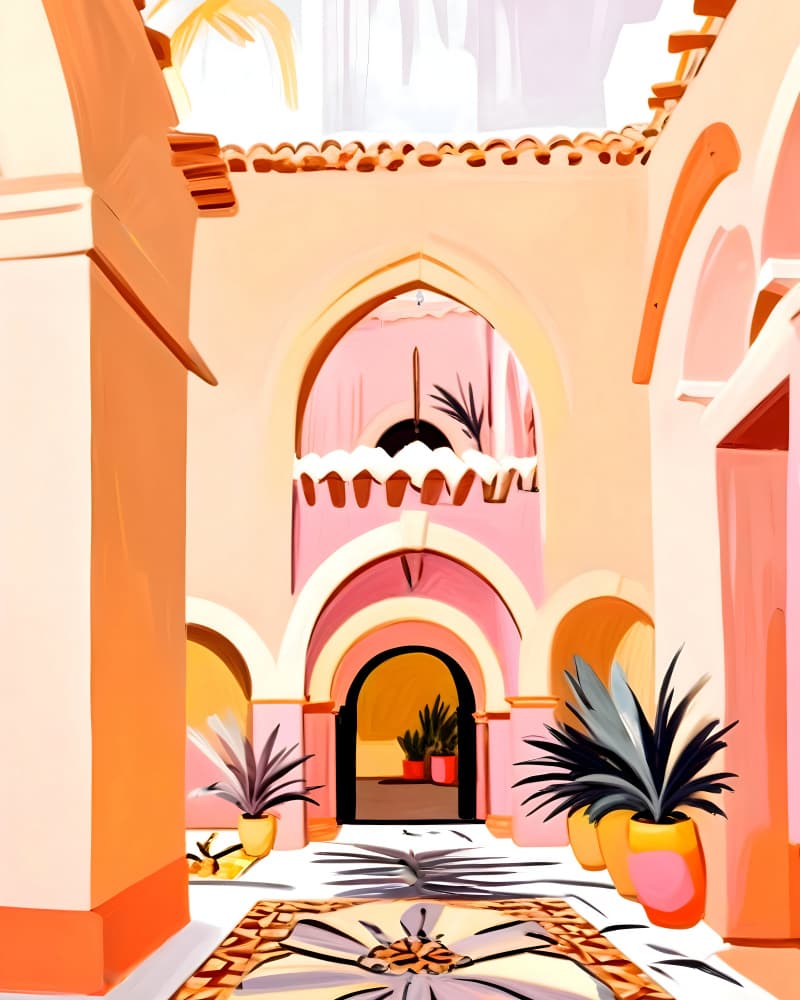 Sunny Archway Courtyard by Uma Gokhale — canvas wall art