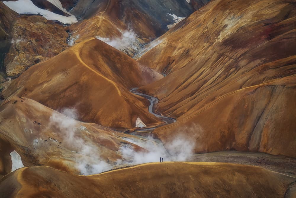 Golden Steaming Mountains by Michael Zheng — canvas wall art