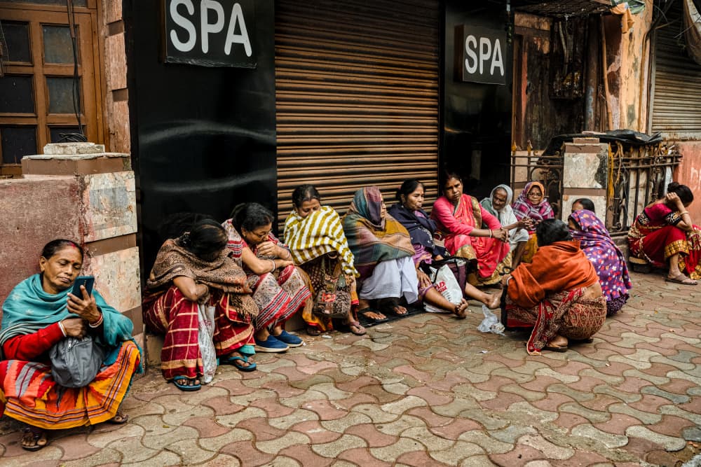 Indian Women Sitting by Subhajit Das — canvas wall art