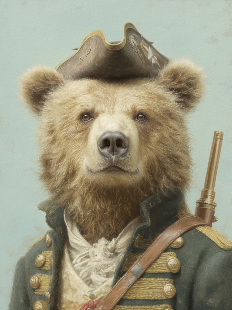 Regal Bear Officer by Andreas Magnusson — canvas wall art
