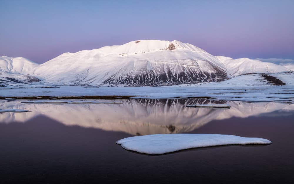 Snowy Mountain Reflection by Sergio Barboni — canvas wall art