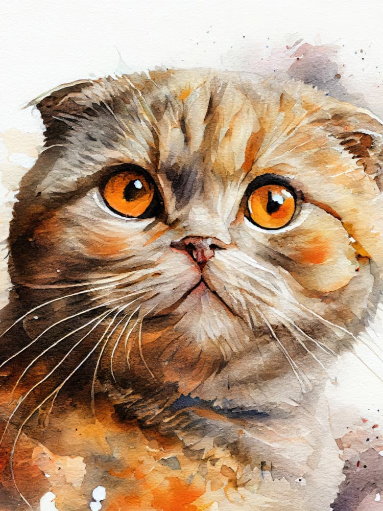 Curious Scottish Fold Cat by Justyna Jaszke — canvas wall art