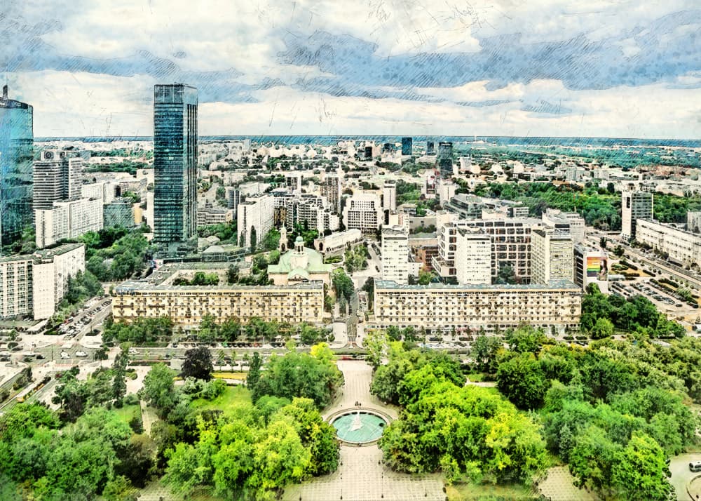 City Park Skyline by Justyna Jaszke — canvas wall art