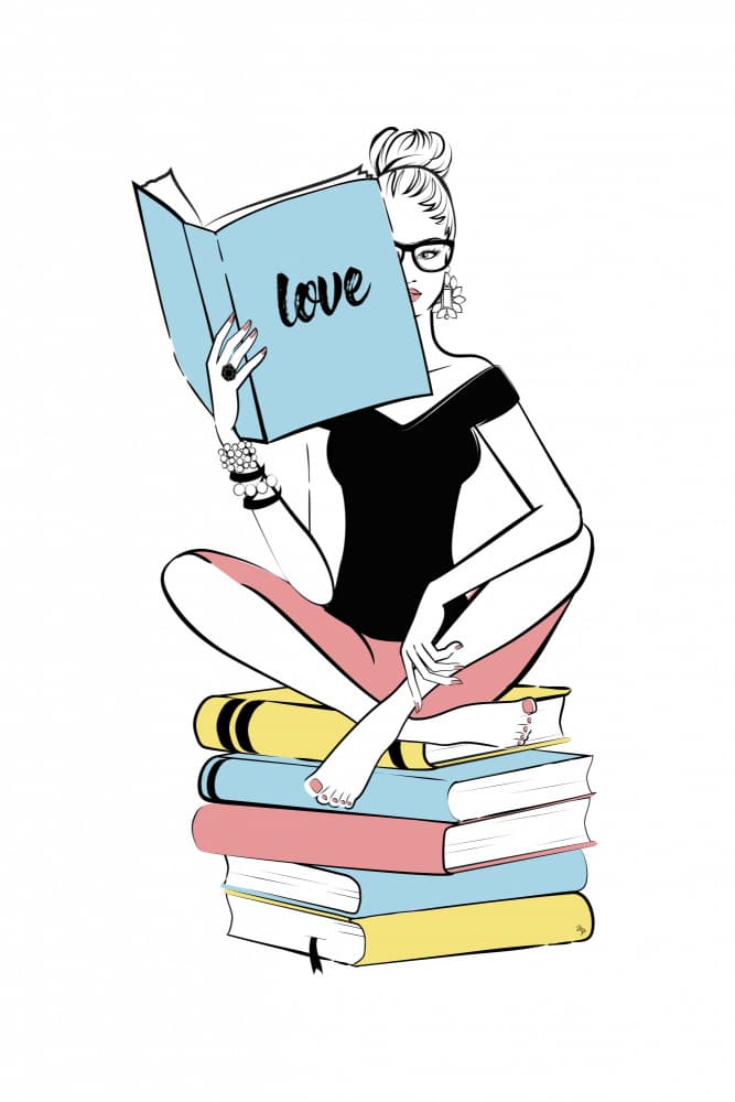 Chic Woman Reading Love by Martina — canvas wall art
