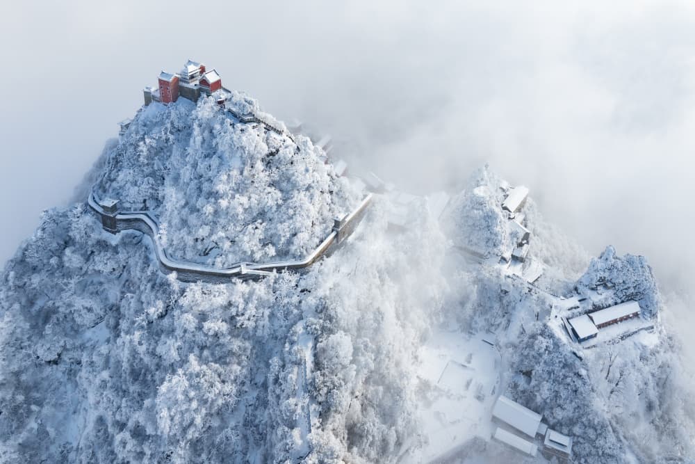 Snowy Mountain Temple by Simoon — canvas wall art