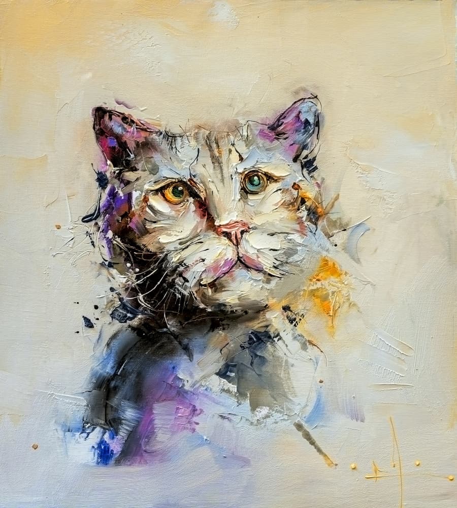 Expressive Cat Portrait by Stanislav Lazarov — canvas wall art
