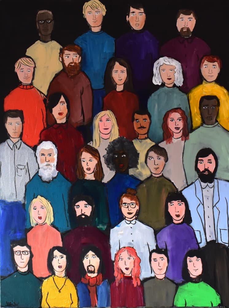 Diverse Crowd Faces by Aisha Haider — canvas wall art