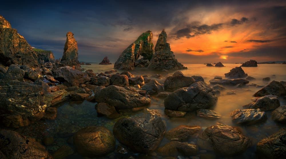 Dramatic Coastal Sunset by Krzysztof Browko — canvas wall art