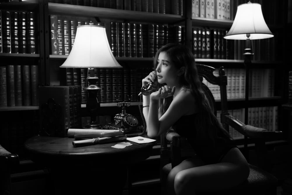 Noir Library Phone Call by TWEE LIANG WONG — canvas wall art