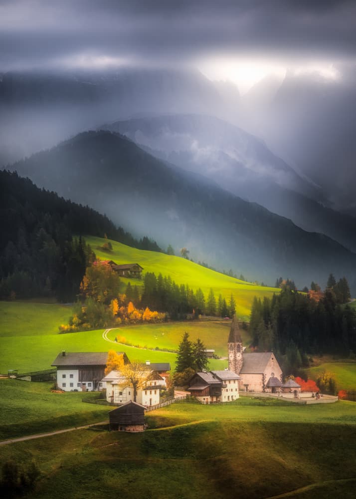 Misty Mountain Village by Jianping Yang — canvas wall art