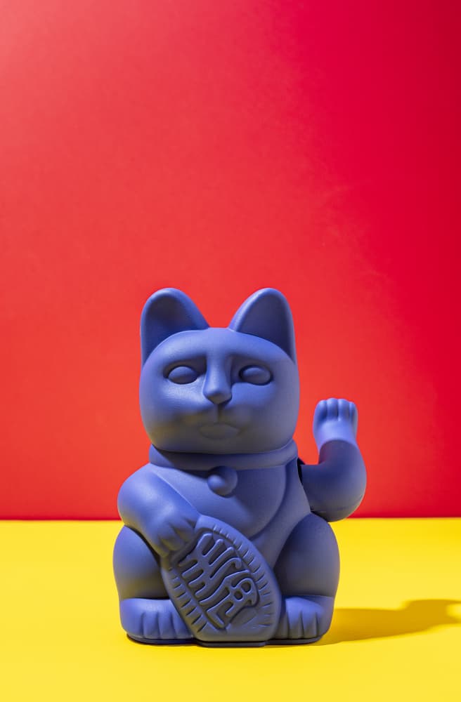 Blue Lucky Cat by Julia Ramiro — canvas wall art