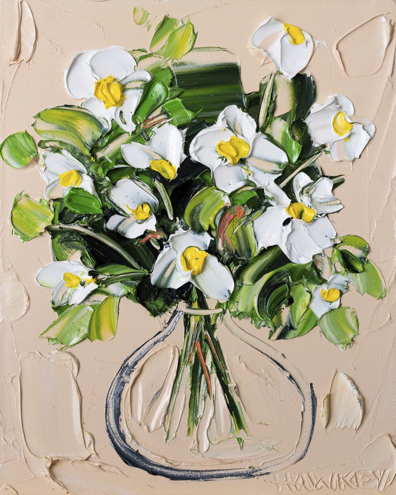 Textured White Bouquet by Angela Hawkey — canvas wall art