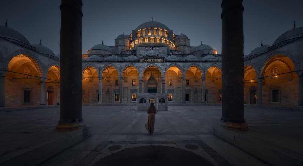 New Mosque Twilight Serenity by Javier de la Torre — canvas wall art