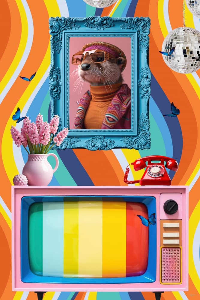 70s Funky Otter by Sue Skellern — canvas wall art