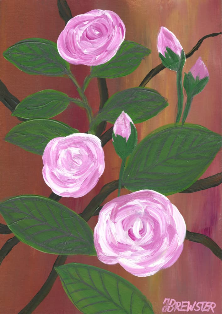 Blossoming Pink Roses by Janine Brewster — canvas wall art