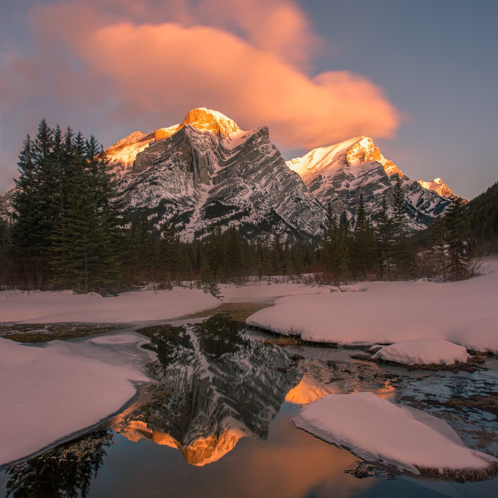 Golden Mountain Reflections by Leah Xu — canvas wall art