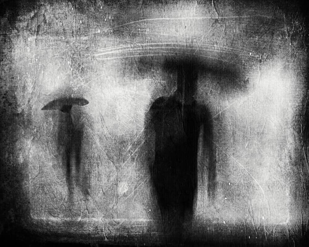 Silhouettes In Rain by Lammakmak — canvas wall art