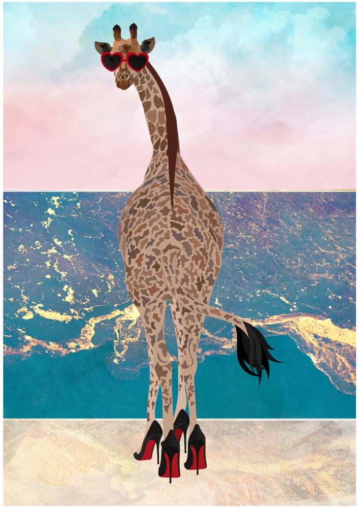 Giraffe in Heart Sunglasses by Sarah Manovski — canvas wall art