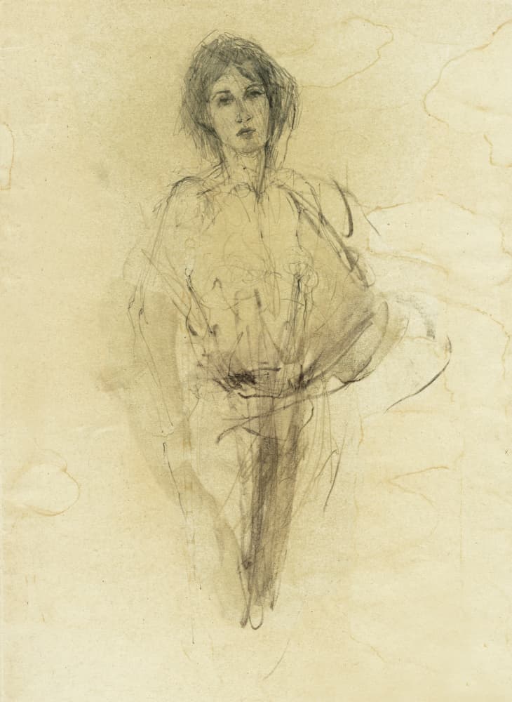 Pensive Woman Sketch by Ute Rathmann — canvas wall art