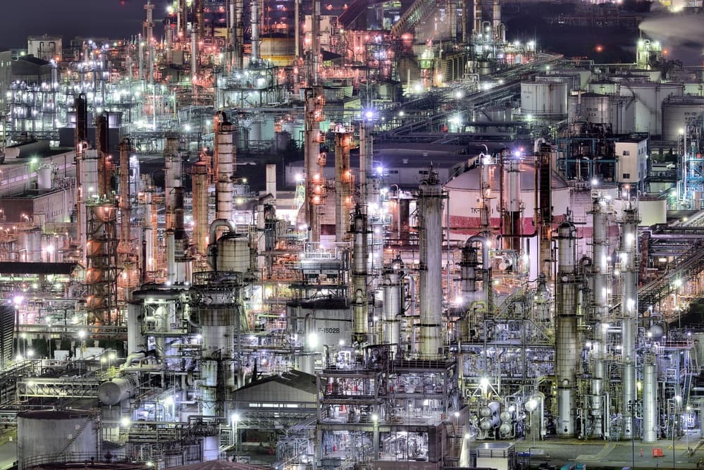 Refinery Night Lights by Kobayashi Tetsurou — canvas wall art
