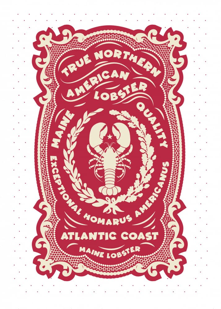 Vintage Maine Lobster Label by Dion Gem — canvas wall art