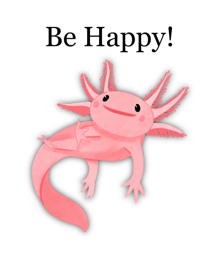 Be Happy Pink Axolotl by Saba Rauf — canvas wall art