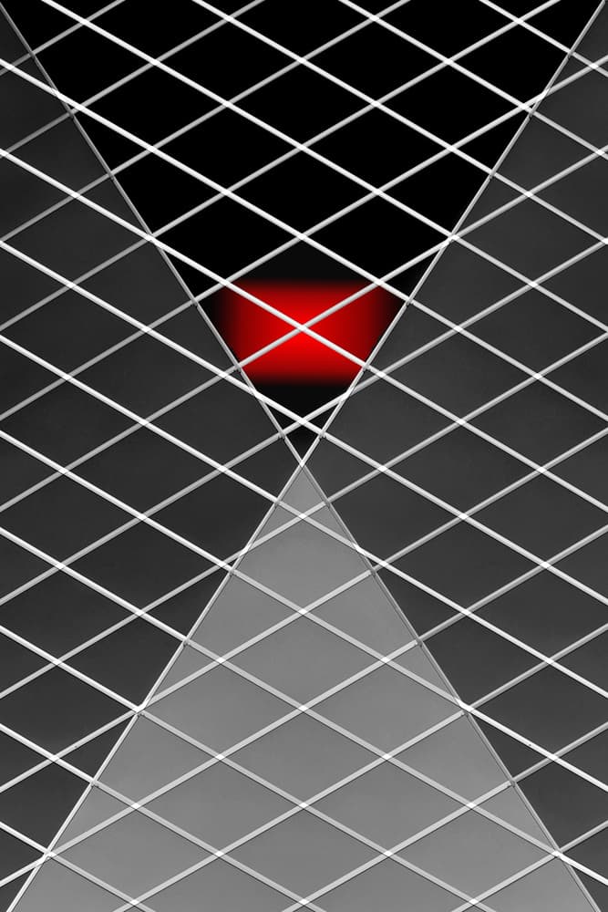 Geometric Red Grid by Hans-Wolfgang Hawerkamp — canvas wall art