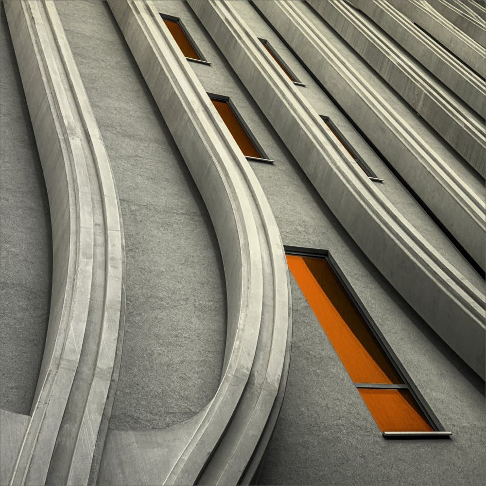 Modern Curves Orange Window by Gilbert Claes — canvas wall art