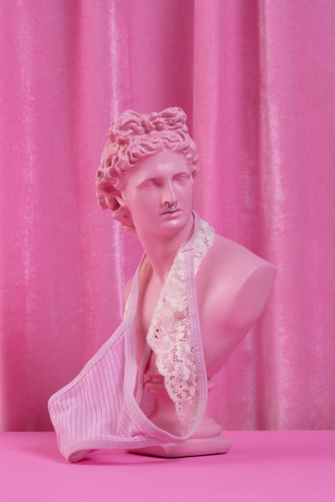 Pink Bust and Lace by Julia Ramiro — canvas wall art